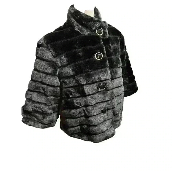 Cherokee Girl's XL 14/16 Faux Fur Coat Button Up with Red Lining - Picture 3 of 7